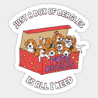 Box of Beagles Pun Sticker